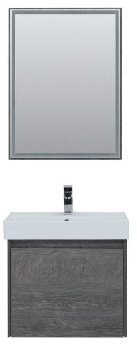 Комплект мебели: тумба с раковиной + зеркало Aquanet Nova Lite 00242923 61x46x137 напольный/подвесной цвет коричневый - фото 5