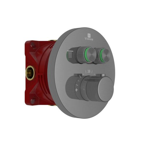 Смеситель для душа Vincea VSCV-322T-MGM встраиваемый в стену вороненая сталь с термостатом