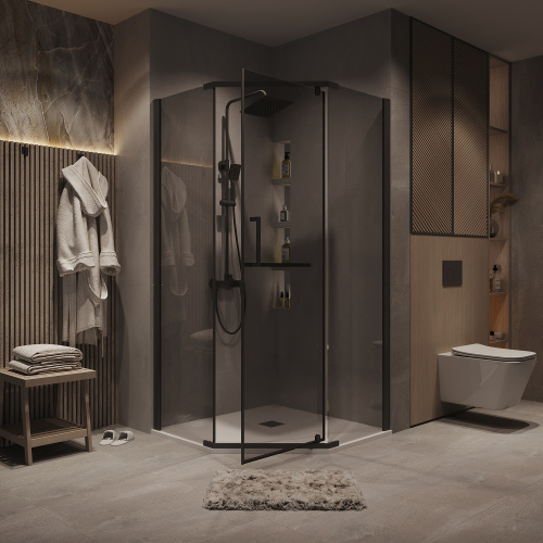 Душевой уголок Grossman Pragma 302.K33.03.1010.21.10 100х100 стекло тонированное профиль черный матовый без поддона - фото 5