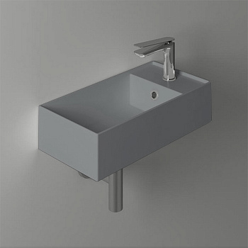 Раковина из санфаянса Simas Agile AG50 cemento matt*1 50х27 подвесная цвет серый матовый 1 отверстие под смеситель