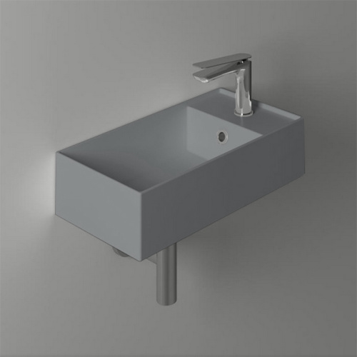 Раковина из санфаянса Simas Agile AG50 cemento matt*1 50х27 подвесная цвет серый матовый 1 отверстие под смеситель