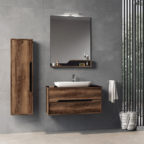 Шкаф-пенал Orka Galia 3000856 40х30х138 подвесной цвет коричневый - фото 2