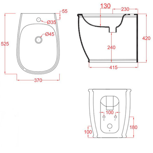 Биде Artceram AZULEY AZB002 03 00 nero*1 напольное - фото 2