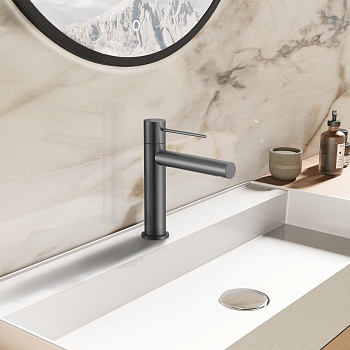 Смеситель Vincea Aspire VBF-4AS01GM на раковину вороненая сталь