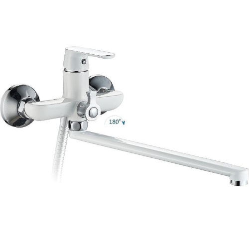 Cмеситель для ванны и душа Haiba HB22804 настенный белый/хром - фото 2