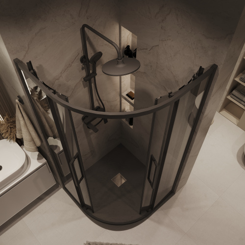 Душевой уголок Grossman Cosmo 301.K33.02.9090.21.10 90х90 стекло тонированное профиль черный матовый без поддона - фото 4