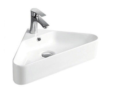 Раковина из санфаянса CeramaLux 78377 56х34 подвесная цвет белый 1 отверстие под смеситель - фото 3