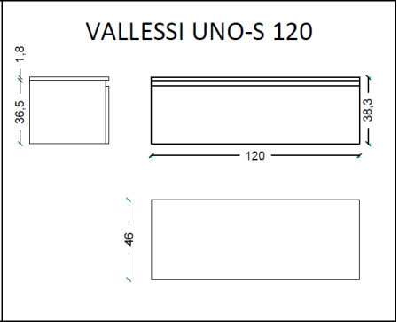 Ящик под столешницу Armadi Art Vallessi UNO-S 897-120-A glossy