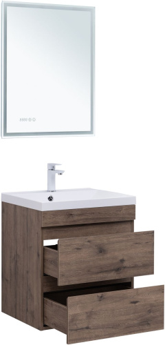 Тумба под раковину Aquanet Нота NEW 00334191 57х47х61 подвесная цвет темное дерево - фото 4