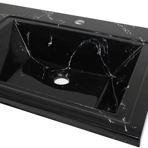 Раковина из литьевого мрамора Uperwood Марсал 291120413 120х49 над стиральной машиной цвет черный - фото 4