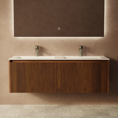 Тумба с раковиной+зеркало Art Decco Camilla (Камилла) ACM12W22D2M0 120x45x40 подвесная цвет черный орех - фото 4