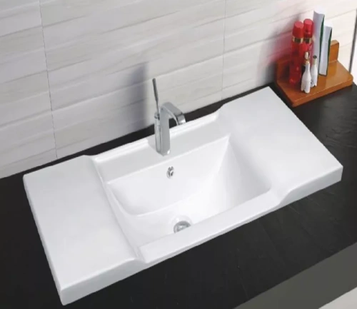 Раковина из сантехнического фаянса Gid Simple-N 71124 100х50 встраиваемая цвет белый 1 отверстие под смеситель - фото 2