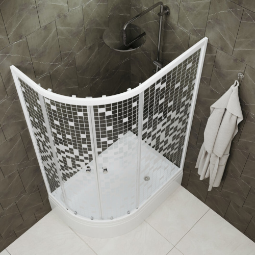 Душевой уголок Тритон Коралл Щ0000061783 120х80 стекло прозраное с узором профиль белый с поддоном - фото 4