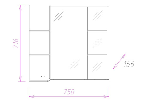 Зеркало-шкаф Onika Стиль 207519 75х17х72 подвесной - фото 3
