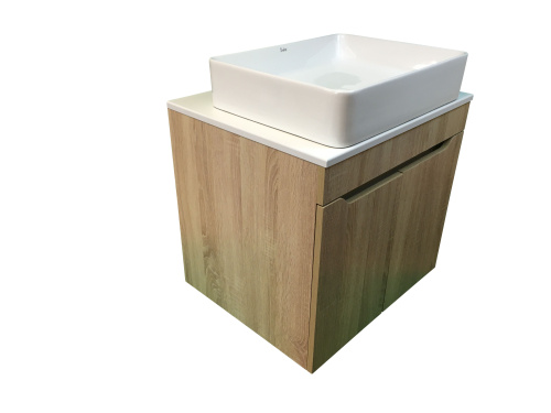 Тумба с раковиной Sintesi STL.W7021_SIN-LVB-APP-407 60х55х50 подвесная цвет белый/коричневый - фото 2