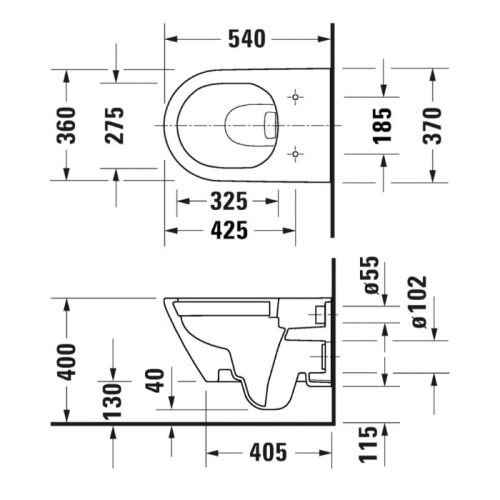 Чаша унитаза подвесная Duravit D-Neo 2578090000 цвет белый без сиденья безободковая каскадный смыв - фото 2
