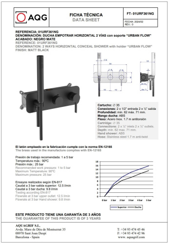 Душевой комплект AQG Urban Flow 19URFER23405 настенный - фото 2