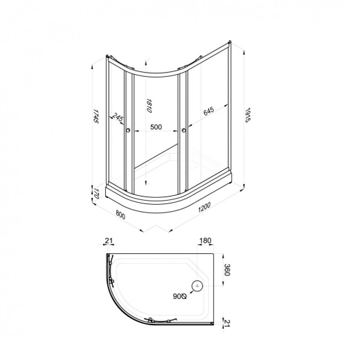 Душевой уголок Тритон Коралл Щ0000068950 120х80 стекло прозрачное с узором профиль белый с поддоном - фото 4