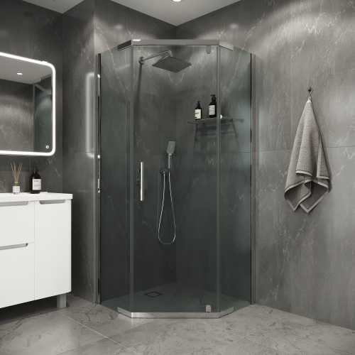 Душевой уголок Niagara Eco NG-1010-14D 98х98 стекло прозрачное профиль хром глянцевый без поддона - фото 3