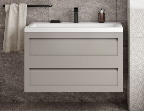 Тумба под раковину Art&Max PLATINO AM-Platino-1000-2C-SO-GCM 100х48х55 подвесная цвет светло-серый матовый - фото 3