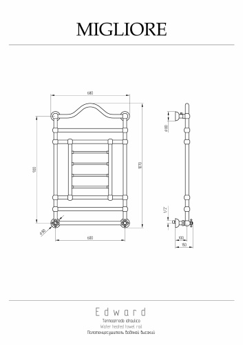 Полотенцесушитель Migliore 20321 68х108 водяной хром - фото 2