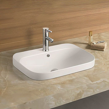 Раковина керамическая Art&Max AM-7976 60х45 полувстраиваемая цвет белый