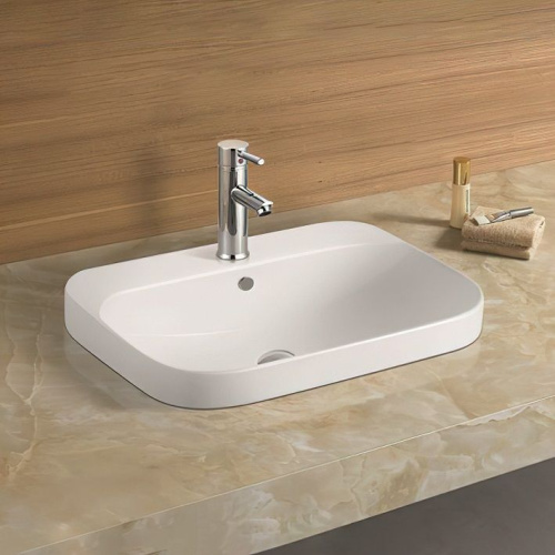 Раковина керамическая Art&Max AM-7976 60х45 полувстраиваемая цвет белый