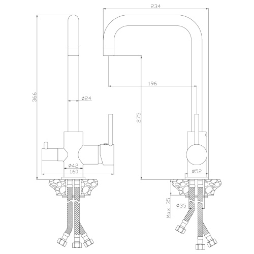 Смеситель для кухни Rossinka Z Z35-29 на мойку хром - фото 2