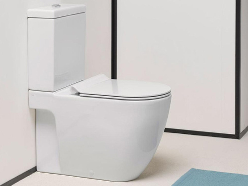 Чаша унитаза напольная GSI Pura 881711_УЦ цвет белый без сиденья без бачка безободковая душевой смыв (мелкий скол) - фото 2