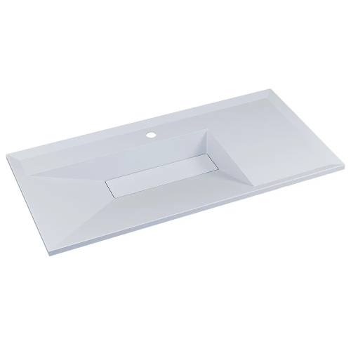 Раковина из литьевого мрамора Uperwood Lotus 35480000001 100х50 полувстраиваемая цвет белый матовый - фото 2