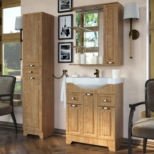 Шкаф-пенал Stella Polar Кармела SP-00000193 36х30х190 цвет коричневый - фото 3