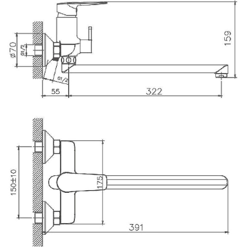 Cмеситель для ванны и душа Haiba HB22563 настенный хром - фото 3