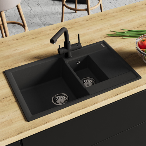 Кухонная мойка LeMark Ramza 760 9910037 76х50 цвет антрацит поверхность матовая - фото 3