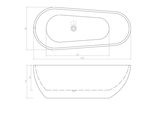 Ванна акриловая Cerutti SPA CT10504 170х80 отдельностоящая овальная с ножками - фото 4