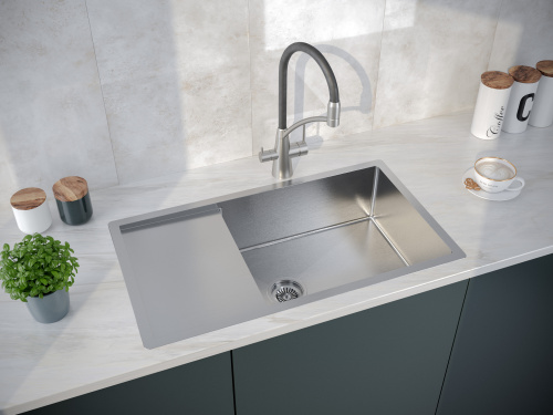 Кухонная мойка Paulmark GERBERG 78F UNI PM217844-BS 47х39 цвет брашированная нержавеющая сталь поверхность матовая - фото 3