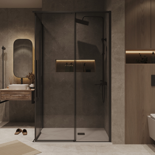 Душевой уголок Grossman Galaxy 300.K33.01.1110.21.10 110х100 стекло прозрачное профиль черный матовый без поддона - фото 5