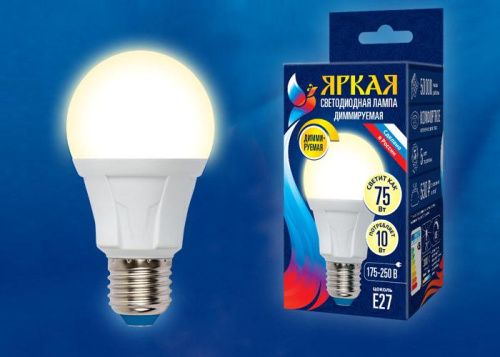 Лампа светодиодная диммируемая Uniel LED-A60 10W/4000K/E27/FR/DIM PLP01WH картон - фото 2
