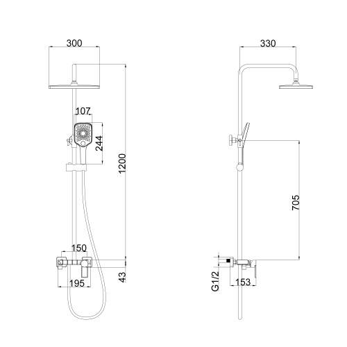 Душевая стойка Tokito Rain TOK-RAI-1019 настенная цвет хром - фото 4