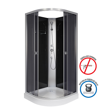 Душевая кабина Niagara Eco E90/13/TN/BK 90х90 четверть круга без крыши ориентация универсальная