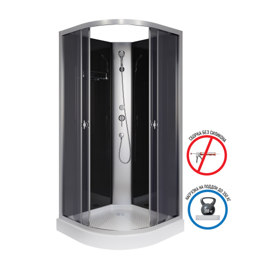 Душевая кабина Niagara Eco E90/13/TN/BK 90х90 четверть круга без крыши ориентация универсальная