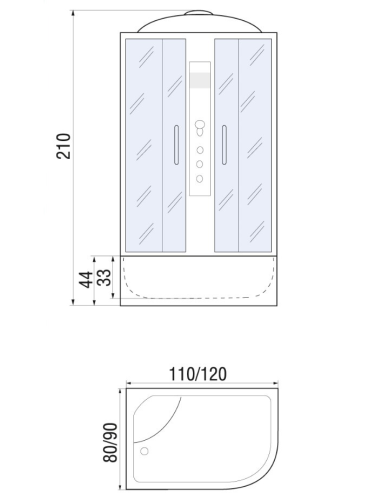 Душевая кабина River DUNAY 120/80/44 MT L (10000001443) 120х80 асимметричная с крышей ориентация левая - фото 2