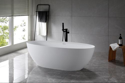 Ванна из искусственного камня Vincea Solid Surface VBT-4S01MW 170х76 отдельностоящая овальная - фото 2