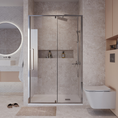 Душевая дверь Niagara Nova NG-66-11A 110х195 стекло прозрачное профиль хром глянцевый - фото 5