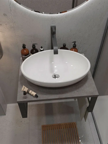 Столешница 1MarKa Grunge Loft Ц0000001585 60х48 накладная цвет бетон темно-серый - фото 3