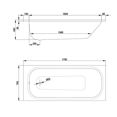 Ванна стальная Bette Form 2949-000 AD AS 175х75 встраиваемая прямоугольная без ножек - фото 2