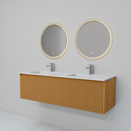 Тумба с раковиной+зеркало Art Decco Elizabeth (Элизабет) AEL14W11D2MF 140x45x40 подвесная цвет белый дуб - фото 5