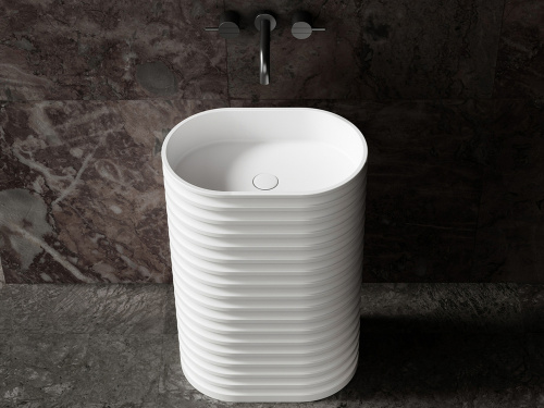 Раковина из искусственного камня Abber STEIN AS2550-H 58х38 напольная цвет белый матовый без отверстий под смеситель - фото 3