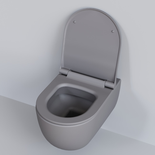 Унитаз подвесной Ambassador Abner 103T20301R-102T20301S серый матовый с сиденьем микролифт каскадный смыв - фото 5