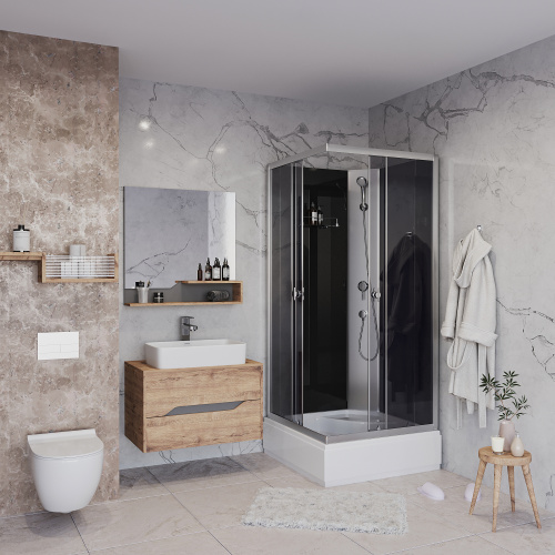 Душевая кабина Niagara Eco E90/26Q/TN/BK 90х90 квадратная без крыши ориентация универсальная - фото 3