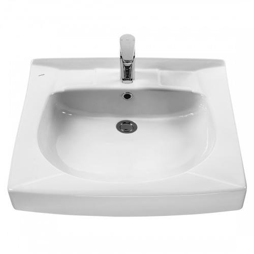 Раковина из сантехнического фарфора Santek Пилот 1WH301971 62х60 над стиральной машиной цвет белый 1 отверстие под смеситель - фото 2